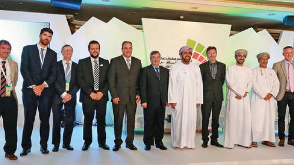 The speakers and organizers of the Oman Sports Conference at Grand Hyatt on Monday (source: Muscat Daily)