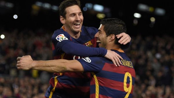 سواريز وميسي خلال المباراة