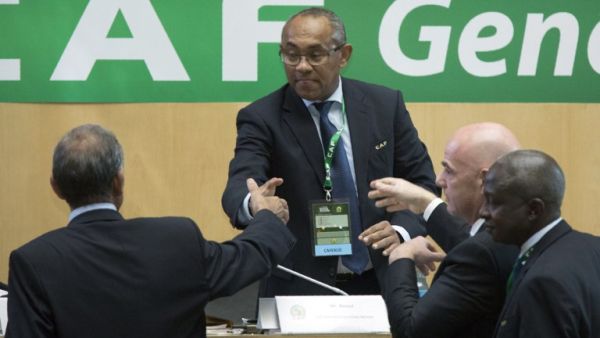 Ahmad Ahmad (C) of Madagascar is congratulated by Fifa president Gianni Infantino (2ndR) after being elected the new president of the Confederation of African Football (CAF) in Addis Ababa on 16 March 2017. Madagascar's football chief Ahmad Ahmad was elected president of CAF, ousting veteran leader Issa Hayatou after 29 years in office.
Zacharias Abubker / AFP