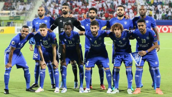 UAE's Al-Nasr club players pose for a picture ahead of their match against Qatar's El-Jaish club during the Asian Champions League quarter-final football match at the Rashid Al-Makhtoum Stadium in Dubai on September 14, 2016.
NEZAR BALOUT / AFP