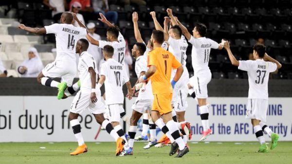 Al-Sadd's players celebrate during the AFC Champions League match between Qatar's al-Sadd and Uzbekistan's FC Nasaf at the Jassim bin Hamad Stadium in Doha, on March 13, 2018.
KARIM JAAFAR / AFP Al-Sadd's players celebrate during the AFC Champions League match between Qatar's al-Sadd and Uzbekistan's FC Nasaf at the Jassim bin Hamad Stadium in Doha, on March 13, 2018.
KARIM JAAFAR / AFP