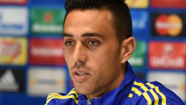 Maccabi Tel-Aviv FC midfielder Eran Zahavi gives a press conference at Olympiyski Stadium in Kiev on December 8, 2015, on the eve of the UEFA Champions League football match Maccabi Tel-Aviv vs Dynamo Kiev.
SERGEI SUPINSKY / AFP