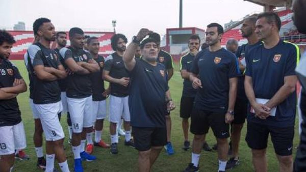 Diego Maradona, at Fujairah Club. (Photo: Fujairah Club twitter)