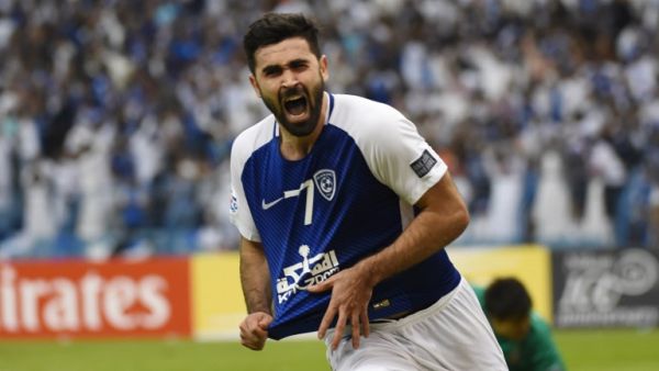 Al-Hilal's Omar Khrbin celebrates after scoring a goal during the Asian Champions League final football match between Saudi Arabia's Al-Hilal and Japan's Urawa Reds on November 18, 2017, at King Fahd Stadium in the capital Riyadh.
Fayez Nureldine / AFP
