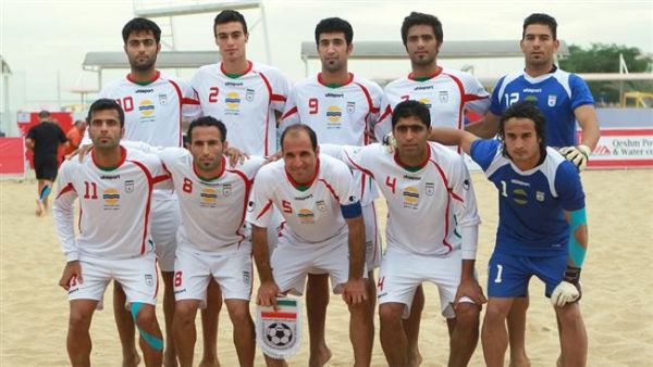 The Iranian men’s national beach soccer team (Photo: Press TV)