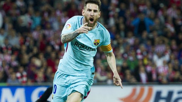 ليونيل ميسي بعد تسجيل هدف السبق في بلباو