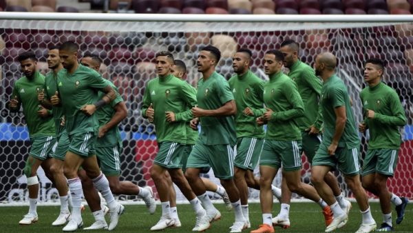Morocco's players attend a training session at the Luzhniki Stadium in Moscow on June 19, 2018, on the eve of the Russia 2018 World Cup Group B football match between Portugal and Morocco.
Fadel SENNA / AFP Morocco's players attend a training session at the Luzhniki Stadium in Moscow on June 19, 2018, on the eve of the Russia 2018 World Cup Group B football match between Portugal and Morocco.
Fadel SENNA / AFP