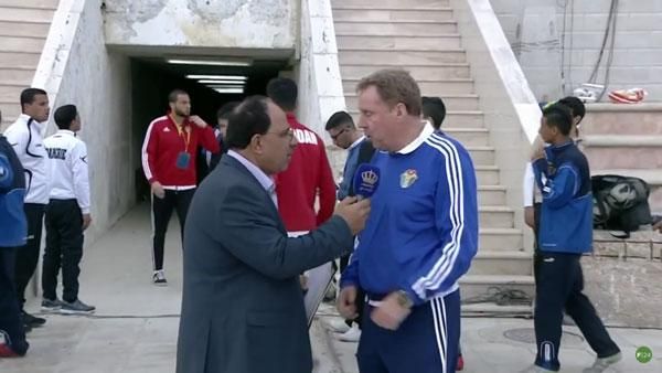 National football team coach Harry Redknapp (right) speaks to Jordan Television’s Mohammad Qadri Hassan on Thursday (source: Football24 YouTube channel) National football team coach Harry Redknapp (right) speaks to Jordan Television’s Mohammad Qadri Hassan on Thursday (source: Football24 YouTube channel)