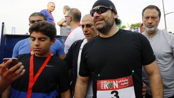 Lebanon's newly nominated premier, Saad Hariri (C-R), takes part in the 14th annual Beirut Marathon on November 13, 2016 in the Lebanese capital. ANWAR AMRO / AFP