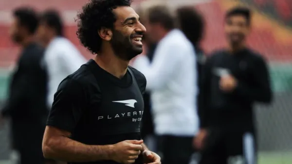 محمد صلاح خلال تدريبات منتخب مصر