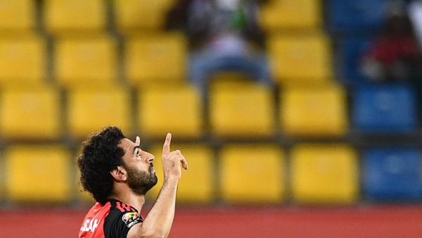 Egypt's forward Mohamed Salah celebrates after scoring a goal during the 2017 Africa Cup of Nations group D football match between Egypt and Ghana in Port-Gentil on January 25, 2017.
Justin TALLIS / AFP
