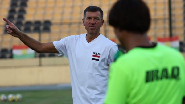 Slovenian coach Srecko Katanec trains the Iraqi football team at the Franco Hariri Stadium, the capital of the northern Iraqi Kurdish autonomous regionin Arbil, on September 5, 2018. the new national coach for the Iraqi football team,
SAFIN HAMED / AFP
