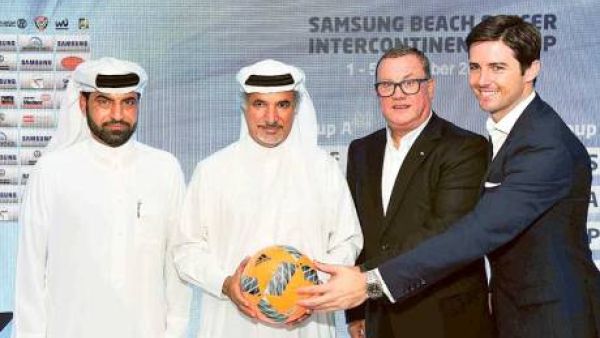Saeed Hareb (second left) and Joan Cusco (second right) are joined by Ali Omar (extreme left) and Alex Soriano at the official draw ceremony for the Intercontinental Cup Dubai. (Photo: Dubai Sports Council)
