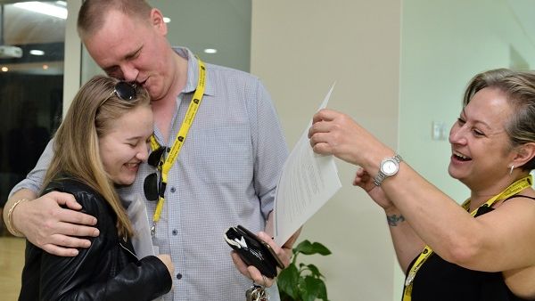 Student celebrates result at GEMS Wellington International School