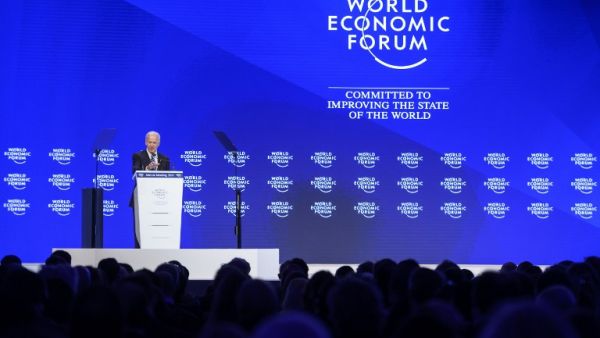 Outgoing US Vice President Joe Biden addresses the assembly on the second day of the World Economic Forum, on January 18, 2017 in Davos. (AFP/Fabrice Coffrini) 