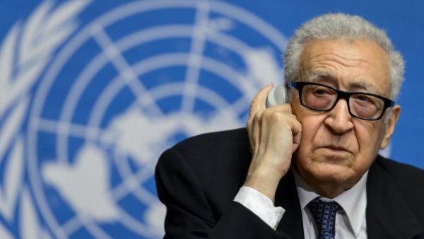 UN and Arab League mediator Lakhdar Brahimi attends a press conference on November 25, 2013 following a meeting of senior Russian and US diplomats to prepare the 'Geneva II' peace conference. [AFP]