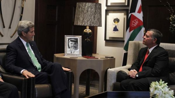 U.S. Secretary of State John Kerry  meets with Jordanian King Abdullah II at the royal palace November 7, 2013 in Amman, Jordan. [Getty]