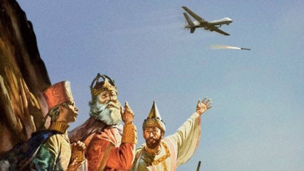 An alternative Christmas campaign from Doctors of the World shows biblical figures trapped amid the bombs of wartime Syria. (Doctors of the World)