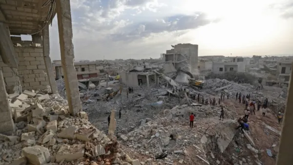 A picture taken June 11, 2018 following air strikes by pro-government forces on villages in Syria's northwestern Idlib province. The Britain-based Syrian Observatory for Human Rights monitoring group says these strikes killed 38 civilians including four children whilst other raids  led to 50 wounded. (AFP File Photo)