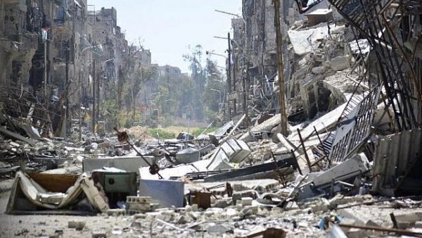 General view showing destruction in the Yarmouk Palestinian refugee camp outside the Syrian capital of Damascus. (AFP/ File Photo)