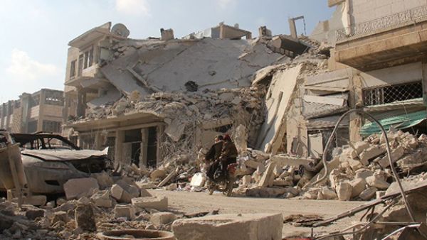 Destruction in Idlib on December 21, 2015 following reported Russian air strikes (AFP/Omar Haj Kadaour)