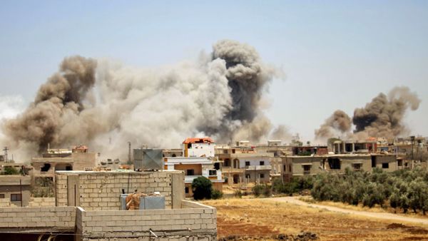 Airstrike on the town of Busra al-Harir, east of the southern Syrian province of Daraa. (AFP/ File)