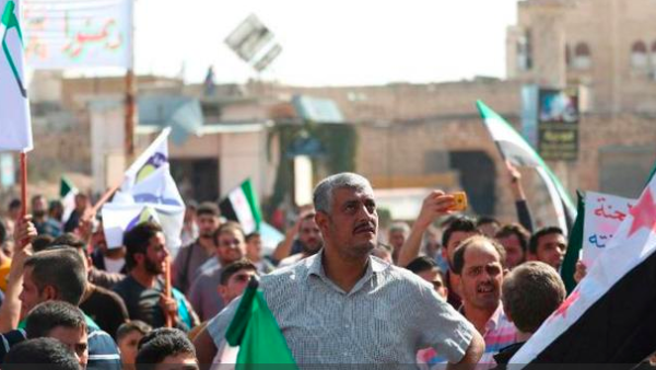 Bahr Nahhas attends a demonstration in the rebel-held town of Maaret al-Numan, in the north of Idlib province on October 19, 2018. (AFP/File)