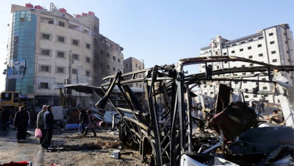 The scene of the blasts near the Sayyida Zeinab shrine. (AFP)