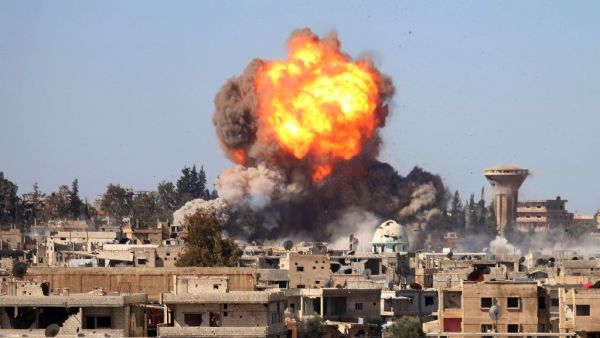 Flames billow following a reported car bomb explosion at a Syrian pro-government position in Daraa on February 20, 2017. (AFP/File) 