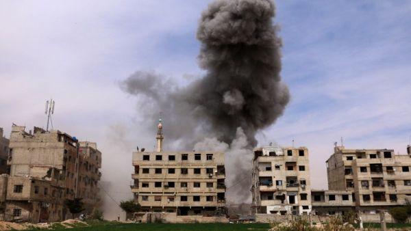 Smoke billows following an airstrike on Ain Tarma, in the eastern Ghouta area, a rebel stronghold east of the capital Damascus on March 27, 2017. (AFP/Mohammed Eyad) Smoke billows following an airstrike on Ain Tarma, in the eastern Ghouta area, a rebel stronghold east of the capital Damascus on March 27, 2017. (AFP/Mohammed Eyad)