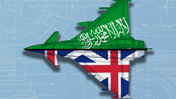 A Eurofighter Typhoon jet, the commonly traded military commodity between Saudi and the U.K. (Rami Khoury/Al Bawaba)