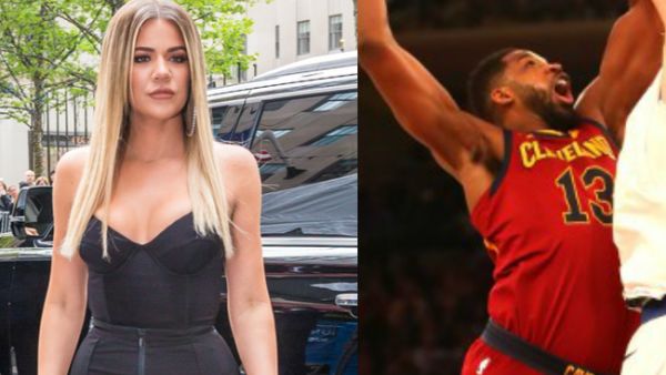 The 27-year-old NBA star - who is the father of Khloe Kardashian's unborn baby - is seen in a video clip getting cosy with a pretty brunette (Source: Liam Goodner - Shutterstock / MIKE LAWRIE - GETTY IMAGES NORTH AMERICA - AFP)