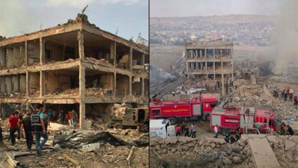 A car bomb struck a police headquarters in the southeastern town of Cizre in Turkey. (Twitter)