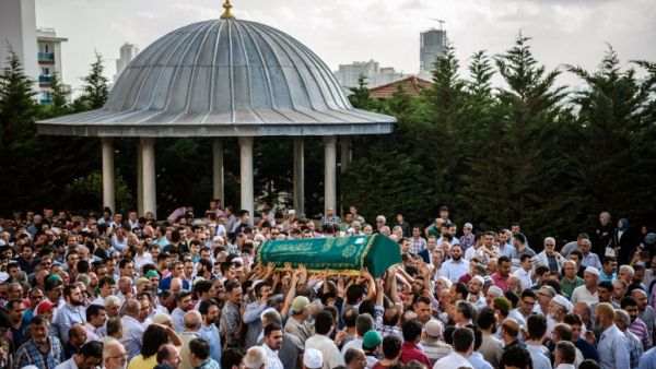 People carry the coffin of Mohammad Eymen Demirci on June 29, 2016 in Istanbul during his funeral a day after a suicide bombing and gun attack targeted Istanbul's Ataturk airport, killing 42 people. (AFP/Ozan Kose)