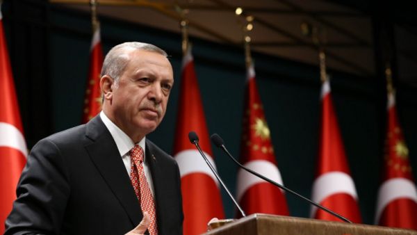 Turkish President Recep Tayyip Erdogan addresses people demonstrating against the military coup attempt in Turkey in Ankara, Turkey on July 24, 2016. (AFP/Yasin Bulbul)
