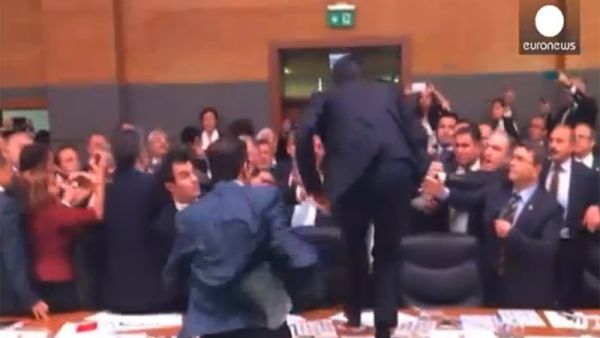 This week's brawls are not the first time a Turkish parliamentary session has descended into violence. (Euronews)