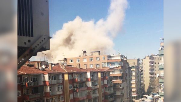 A plume of smoke could be seen in Diyarbakir following the blast. (Twitter)