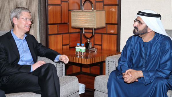 Sheikh Mohammad and Tim Cook met in 2014 during the CEO’s first visit to the UAE. (Dubai Media Office)