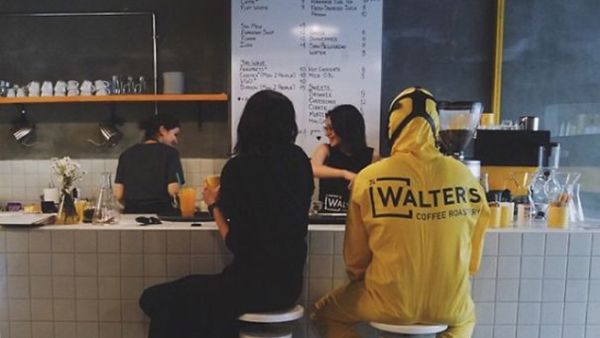 Walter's Coffee gives off the air of an industrial lab, with coffee served in beakers and the menu arranged like the periodic table. (Twitter)