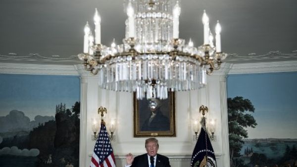 US President Donald Trump speaks about the Iran deal from the Diplomatic Reception room of the White House in Washington, DC, on October 13, 2017.
Brendan Smialowski / AFP