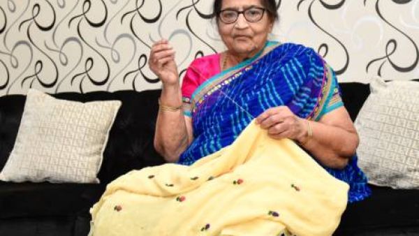 Sitabai Bhagwandas Vagh who is oldest participant among the Mother of India’s Crochet Queens team from UAE.(Virendra Saklani/Gulf News)