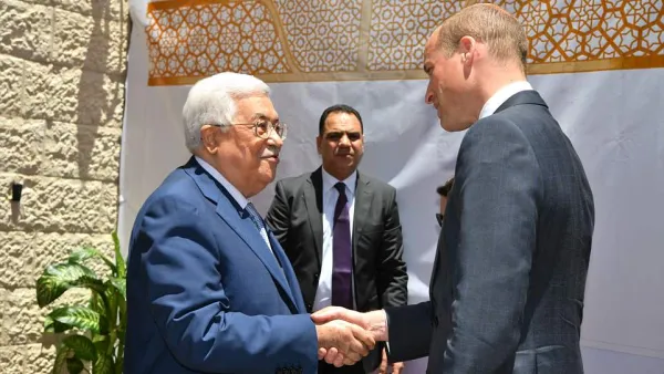 The Duke of Cambridge (right) meets Palestinian Authority President Mahmoud Abbas (left) in Ramallah. (Shutterstock/ File Photo)