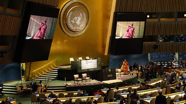 Saving the oceans: Participants in the Fijian Traditional Welcome Kava Ceremony open the Ocean Conference on June 5 at the United Nations in New York. (AFP/Don Emmert)