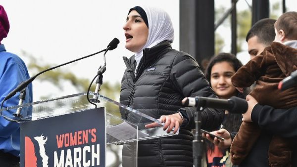 Linda Sarsour speaks at the Washington Women's March on Saturday (Theo Wargo/Getty Images North America/AFP)