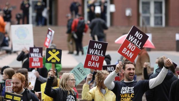 US President Trump’s immigration ban has sparked mass protests. (AFP/ Jason Redmond) 