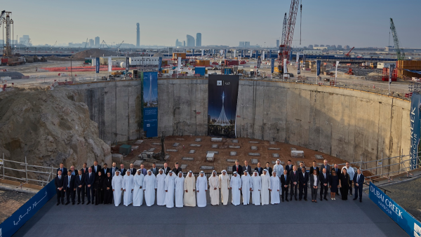 His Highness Sheikh Mohammed bin Rashid Al Maktoum reviewed the progress in the construction of The Tower at Dubai Creek Harbour.