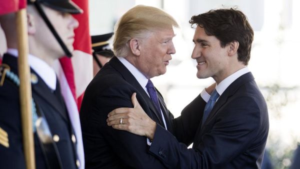 Bosom pals again: US president Donald Trump greets visiting Canadian prime minister Justin Trudeau at the White House in Washington, DC. (AFP/ File)