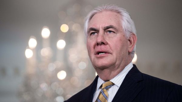 US Secretary of State Rex Tillerson speaks to the press prior to a meeting with Saudi Foreign Minister Adel al-Jubeir at the State Department in Washington, DC, on March 23, 2017. (AFP/Nicholas Kamm)