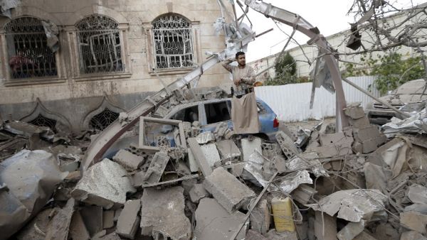 Destruction caused by an airstrike in Yemen earlier this year (AFP)