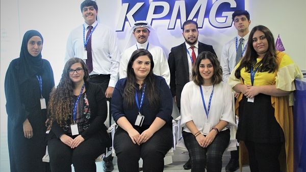 a group of the summer internship students at KPMG in Bahrain.
